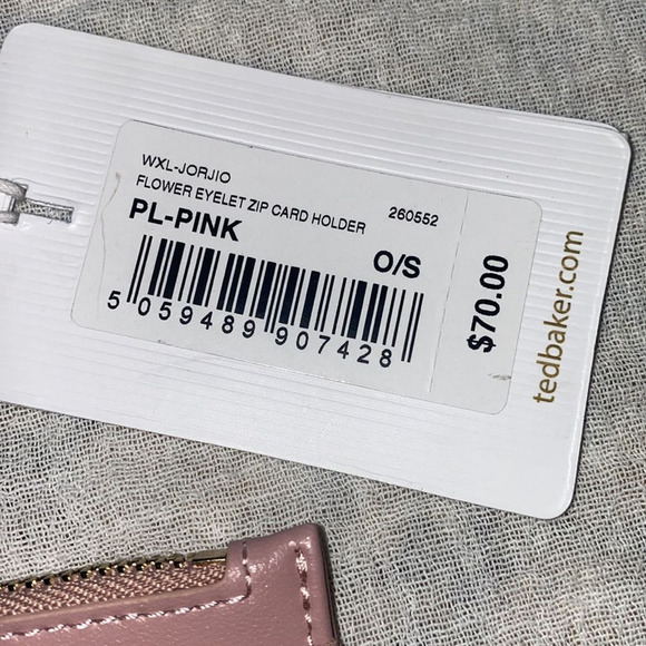 TED BAKER LONDON Jorjana Flower Eyelet Leather Zip Card Holder - Picture 6 of 11